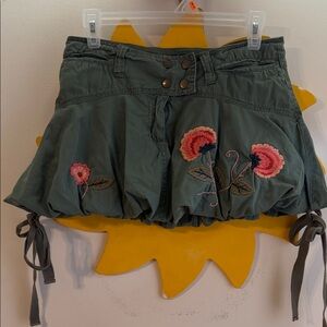 Y2K LANI LANI ARMY GREEN MINI SKIRT BALLOON HEM CARGO SKIRT
